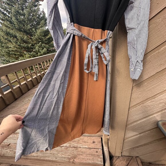 EUC Zara Mixed Media Prairie Core Midi-Dress - Picture 5 of 8